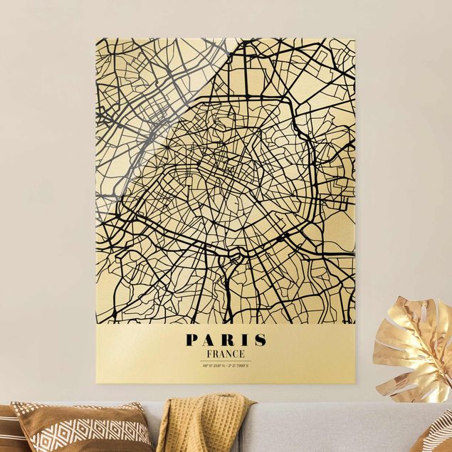 Glass print - Paris City Map - Classic