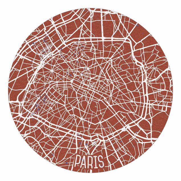 Self-adhesive round wallpaper - City Map Paris - Retro