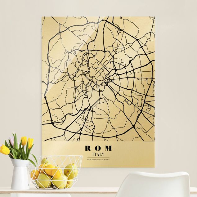 Glass print - Rome City Map - Classical