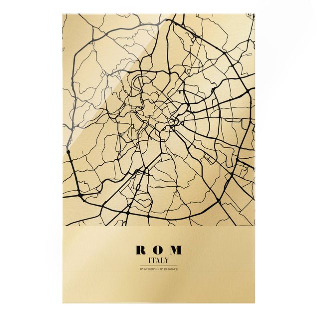 Glass print - Rome City Map - Classic - Portrait format