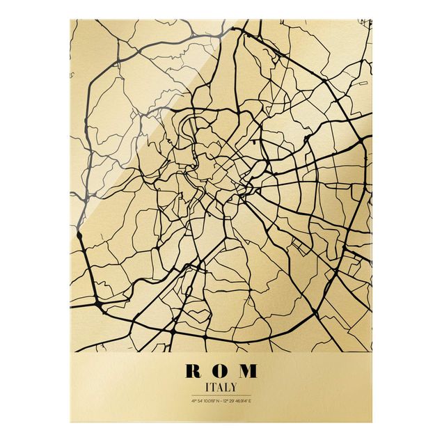 Glass print - Rome City Map - Classical
