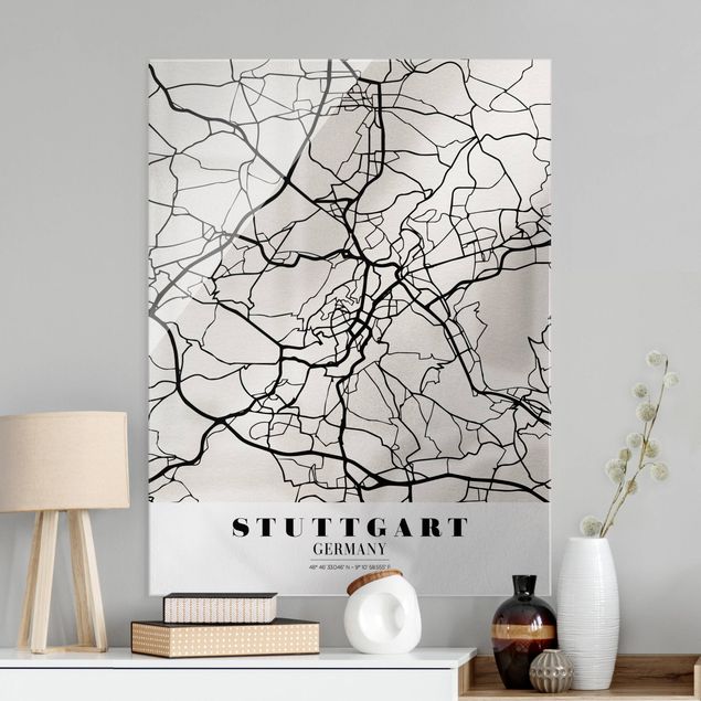 Glass print - Stuttgart City Map - Classic