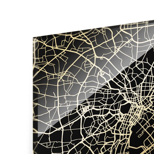 Glass print - Tokyo City Map - Classic Black - Portrait format