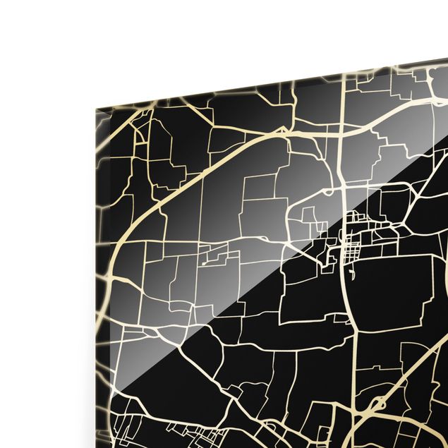 Glass print - Venice City Map - Classic Black - Portrait format
