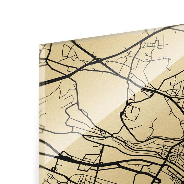 Glass print - Zurich City Map - Classic - Portrait format