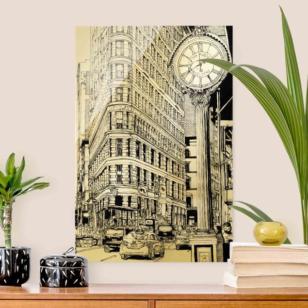 Glass print - City Study - Flatiron Building - Portrait format