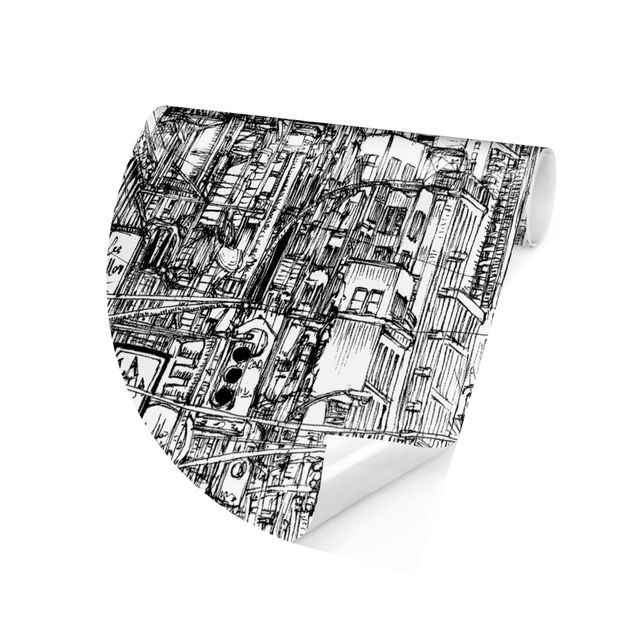 Self-adhesive round wallpaper - City Study - Little Italy