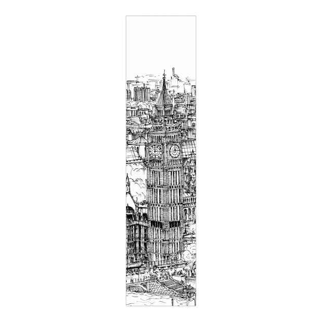 Sliding panel curtains set - City Study - London Eye