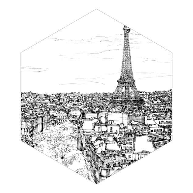 Self-adhesive hexagonal pattern wallpaper - City Study - Paris