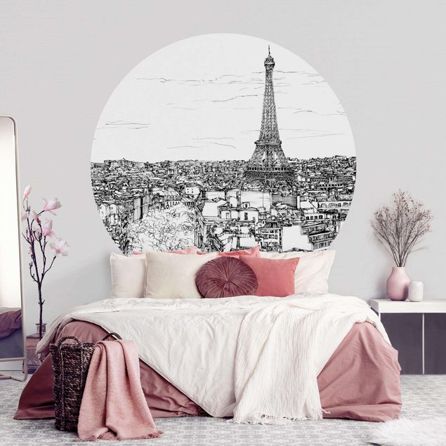 Self-adhesive round wallpaper - City Study - Paris