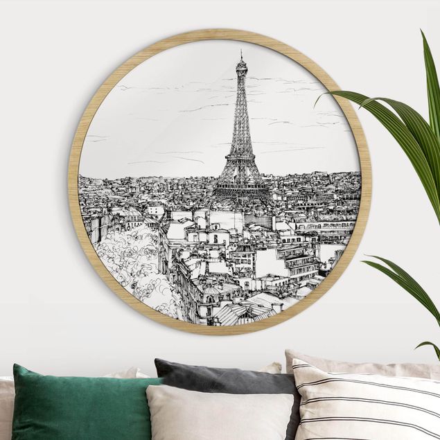 Framed prints round City Study - Paris