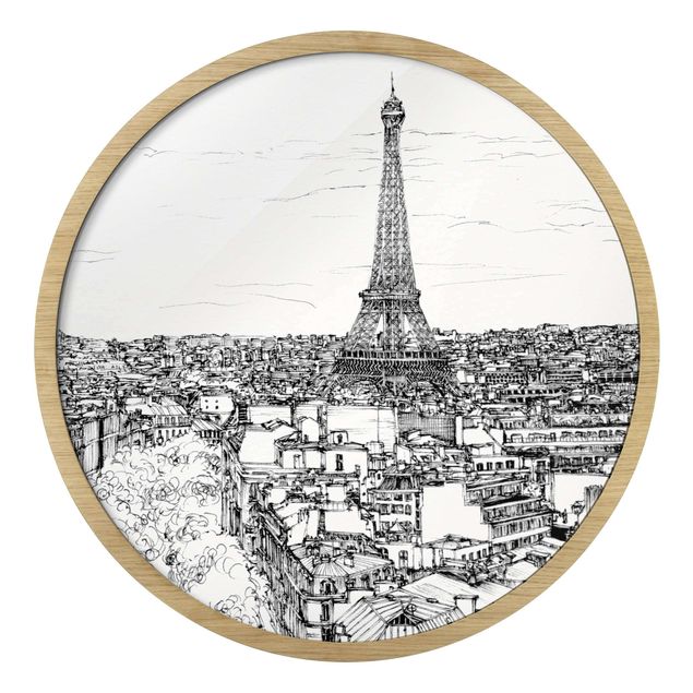 Circular framed print - City Study - Paris