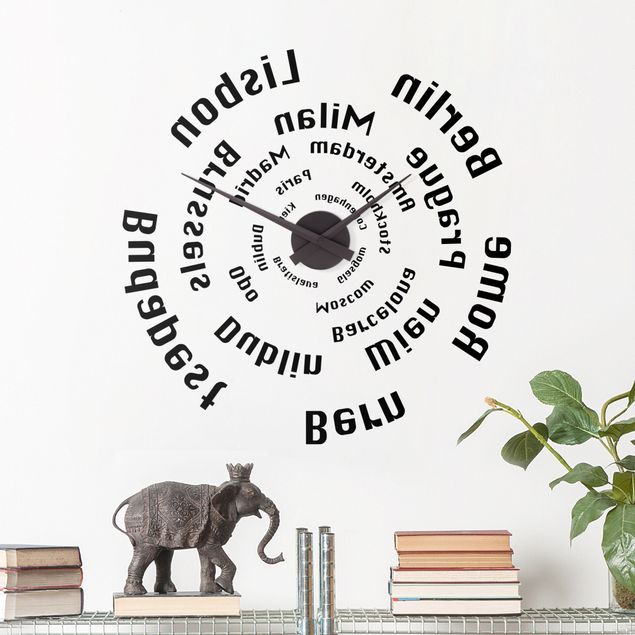 Inspirational quotes wall stickers Cities clock