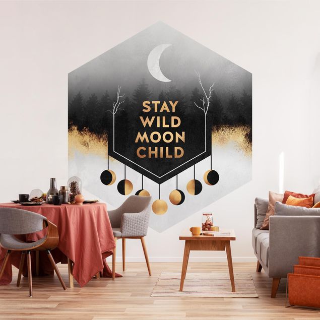 Self-adhesive hexagonal pattern wallpaper - Stay Wild Moon Child