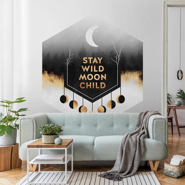 Self-adhesive hexagonal pattern wallpaper - Stay Wild Moon Child