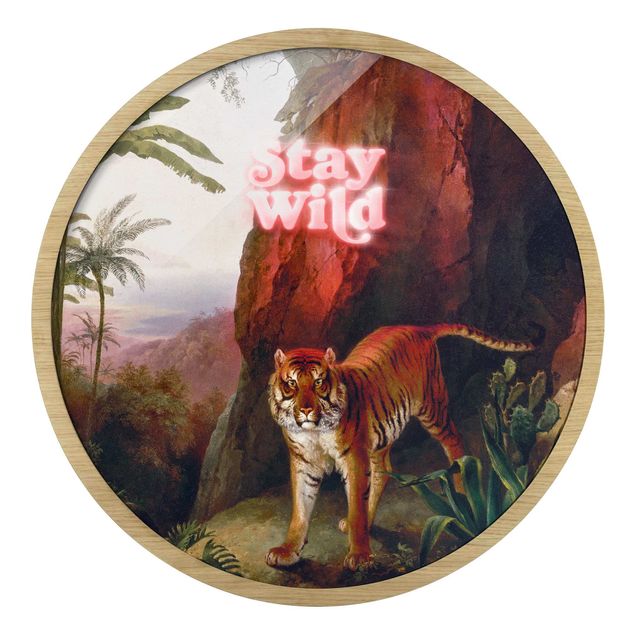 Circular framed print - Stay Wild Tiger