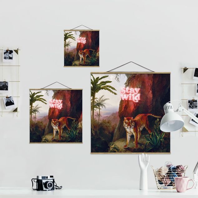 Fabric print with poster hangers - Stay Wild Tiger