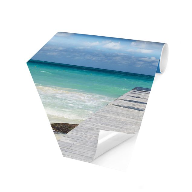 Self-adhesive hexagonal pattern wallpaper - Landing Stage Into The Ocean