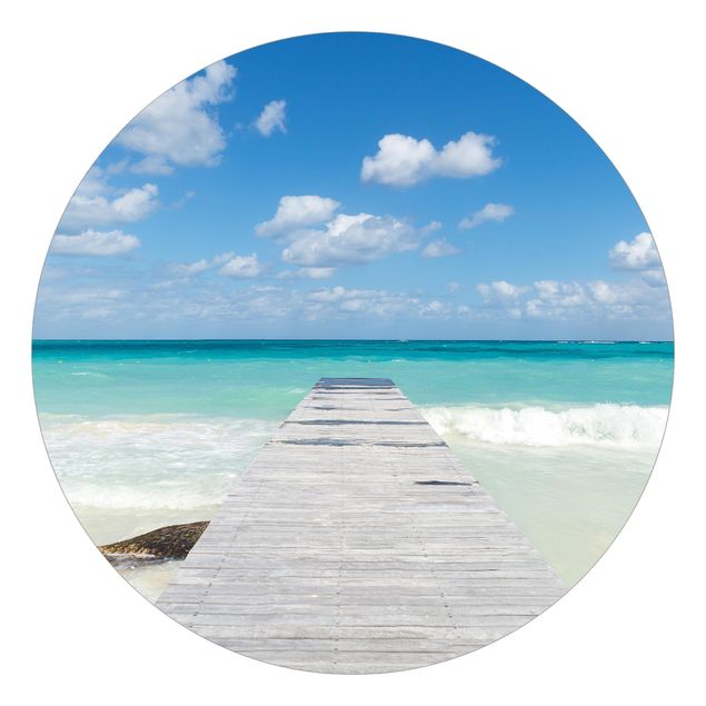 Self-adhesive round wallpaper - Landing Stage Into The Ocean