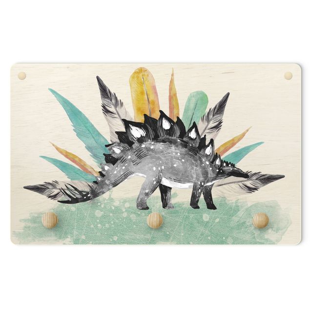 Coat rack for children - Stegosaurus With Crown Of Feathers