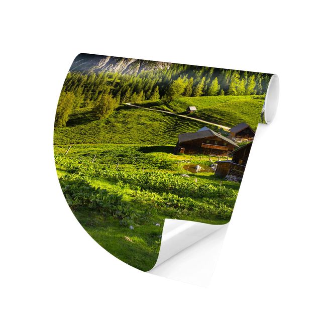 Self-adhesive round wallpaper - Styria Alpine Meadow