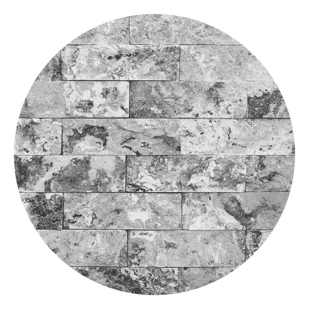 Self-adhesive round wallpaper kitchen - Stone Wall Natural Marble Grey