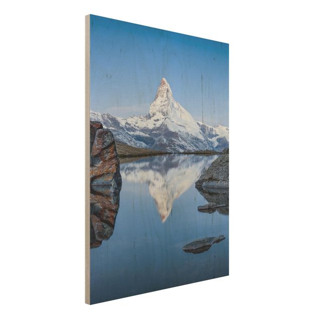 Wood print - Stellisee Lake In Front Of The Matterhorn