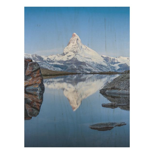 Wood print - Stellisee Lake In Front Of The Matterhorn