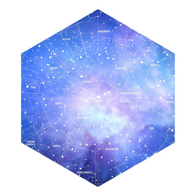 Self-adhesive hexagonal pattern wallpaper - Stelar Constellation Star Chart