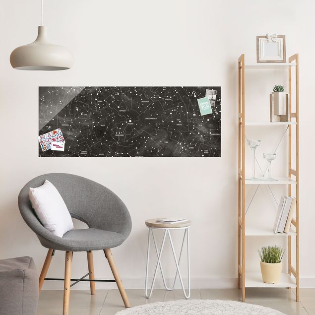 Glas Magnettafel Map Of Constellations Blackboard Look