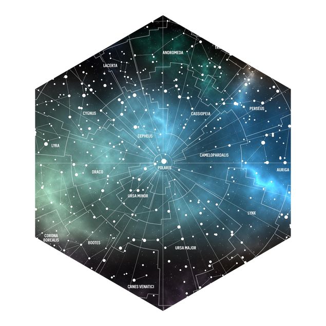 Self-adhesive hexagonal pattern wallpaper - Stellar Constellation Map Galactic Nebula
