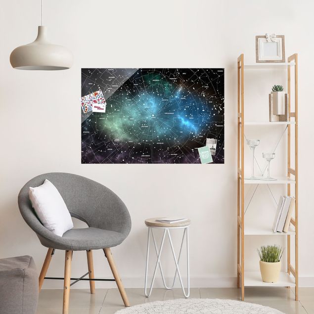 Magnettafel Glas Stellar Constellation Map Galactic Nebula