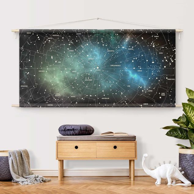 modern tapestry wall hanging Stellar Constellation Map Galactic Nebula
