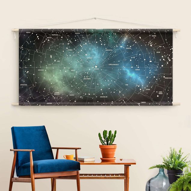 tapestry wall hanging Stellar Constellation Map Galactic Nebula