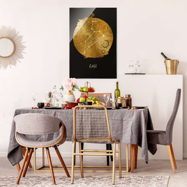Glass print - Zodiac Sign Leo Gray Gold - Portrait format