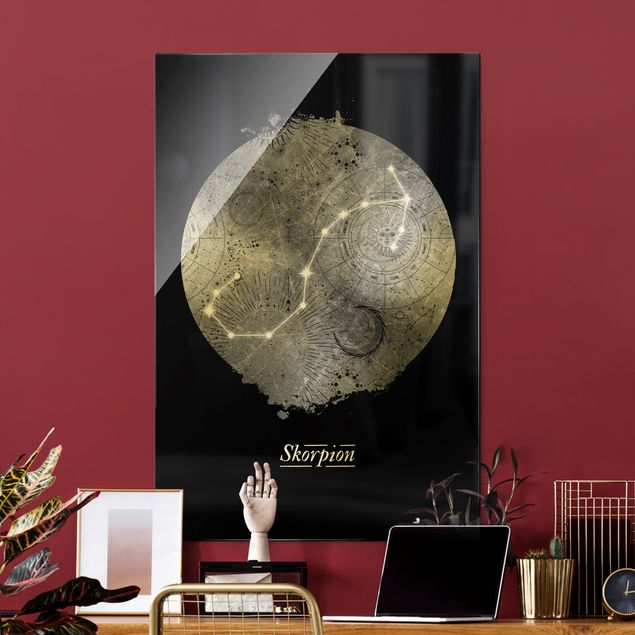 Glass print - Zodiac Sign Scorpio Silver - Portrait format