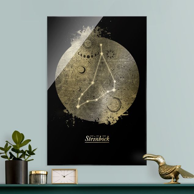 Glass print - Zodiac Sign Capricorn Silver - Portrait format