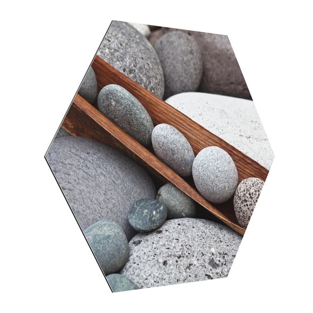 Alu-Dibond hexagon - Still Life With Grey Stones