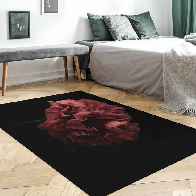 black area rug Proud Peony In Front Of Black
