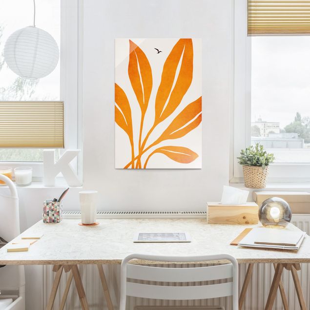 Glass print - Radiant Leaves In Orange