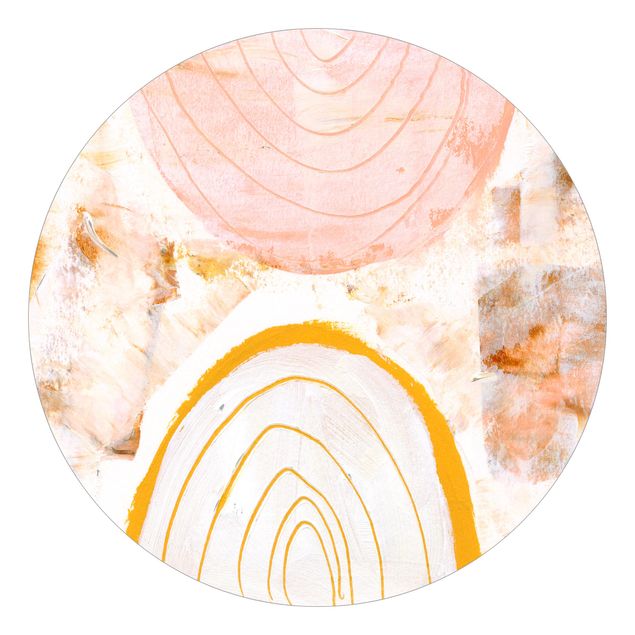 Self-adhesive round wallpaper - Bright Colour Arcs In Caramel II
