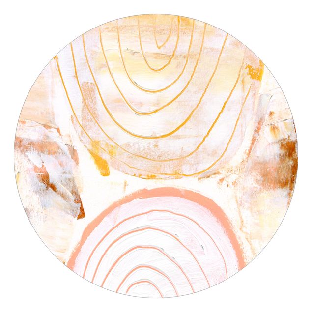 Self-adhesive round wallpaper - Bright Colour Arcs In Caramel