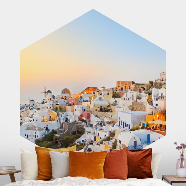 Hexagonal wallpapers Bright Santorini