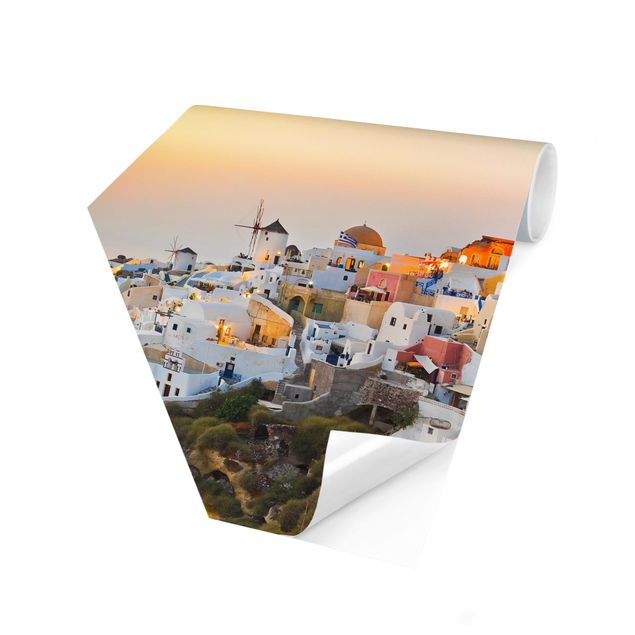 Self-adhesive hexagonal pattern wallpaper - Bright Santorini