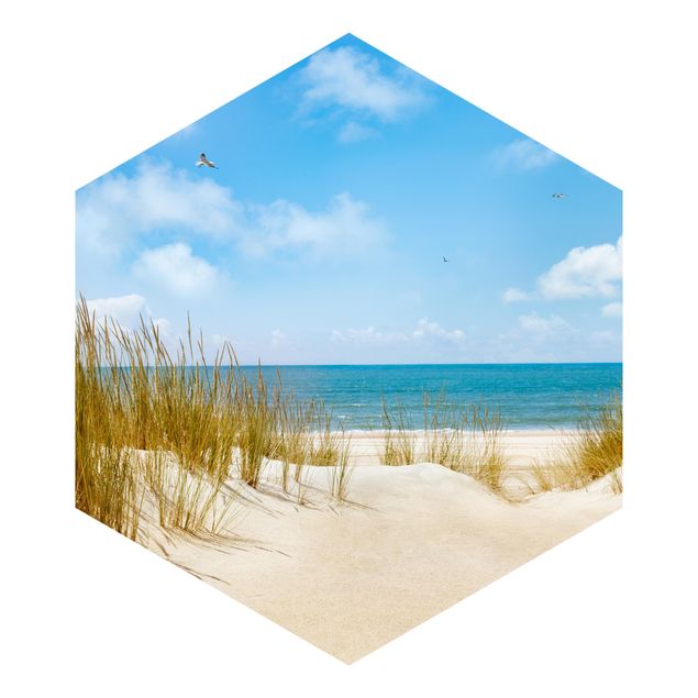 Self-adhesive hexagonal pattern wallpaper - Beach On The North Sea