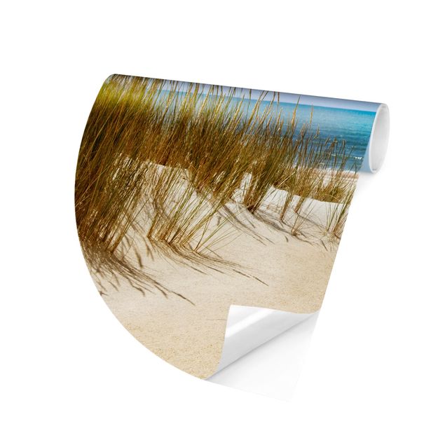 Self-adhesive round wallpaper beach - Beach On The North Sea