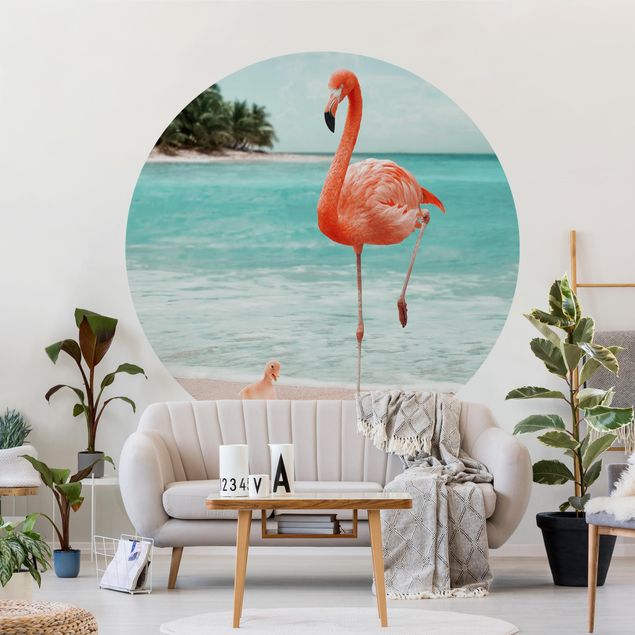 Wallpapers Beach With Flamingo