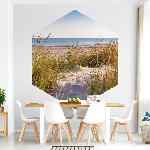 Self-adhesive hexagonal pattern wallpaper - Beach Dune At The Sea