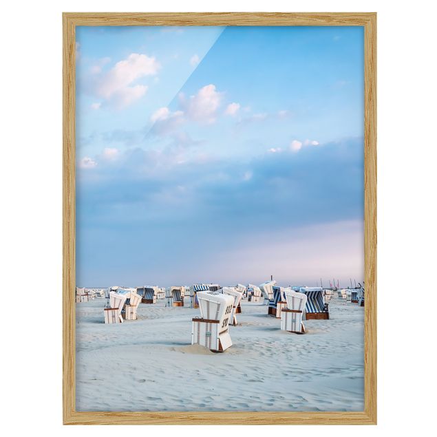 Framed poster - Beach Chairs On The North Sea Beach