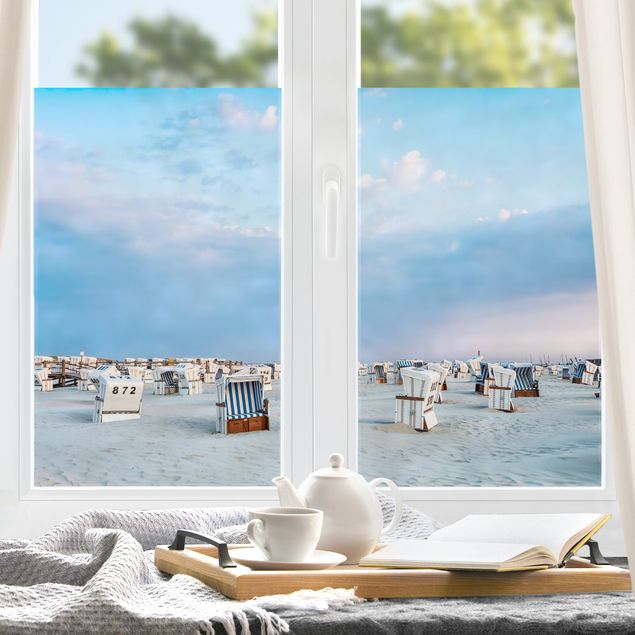 Window decoration - Beach Chairs On The North Sea Beach